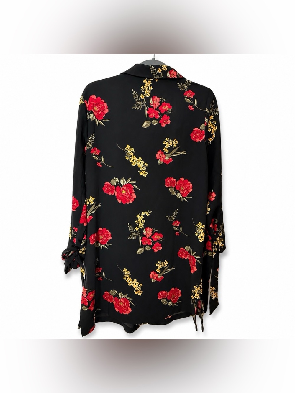 π XL Roz & Ali Black Floral Open Front Blazer Cardigan - Picture 3 of 4